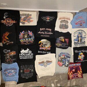 Harley Davidson Vintage Lot Mens 19 Shirt fabric 2000s Motorcycle eagle  *read*